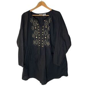 Y8- black shirt with brown beading venezia 2x